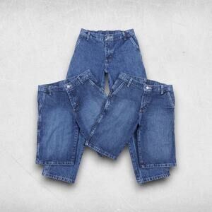Wrangler Carpenter Jeans (x1) & Shorts (x2) Boys 14R Blue Adj Waist Denim LOT